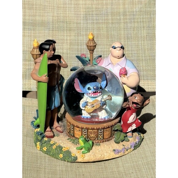 Disney Exclusive Lilo & Stitch as Elvis Musical Snow Globe Aloha Authentic - Picture 1 of 8